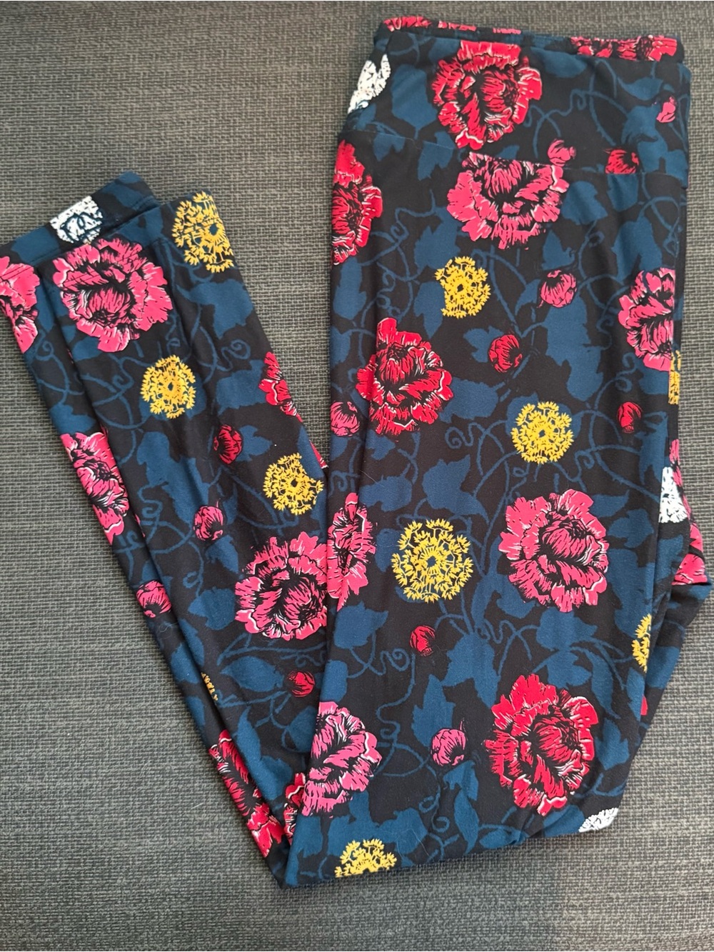 LuLaRoe Leggings with Pink & Yellow Floral Print